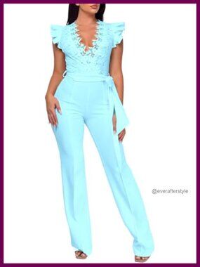 Plus Size Wide Leg Jumpsuit Sexy Back Zipper Short Sleeve High Waist